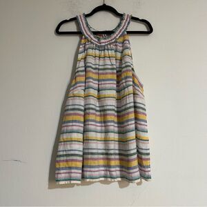 Talbots Linen Halter Tank Top Festive Stripe 2x